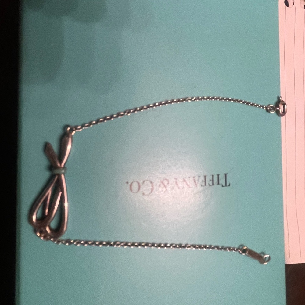 Tiffany & co silver and enamel bow knot bracelet